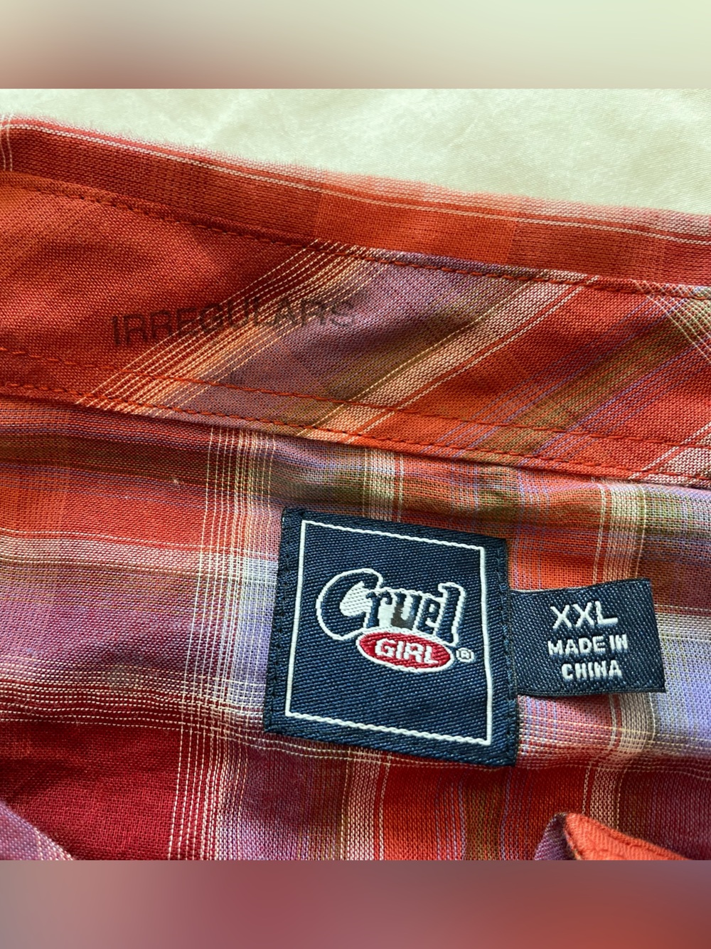 Cruel Girl Red Plaid Button-Down Shirt with Gold Embroidery Pearl Snap - Picture 5 of 6